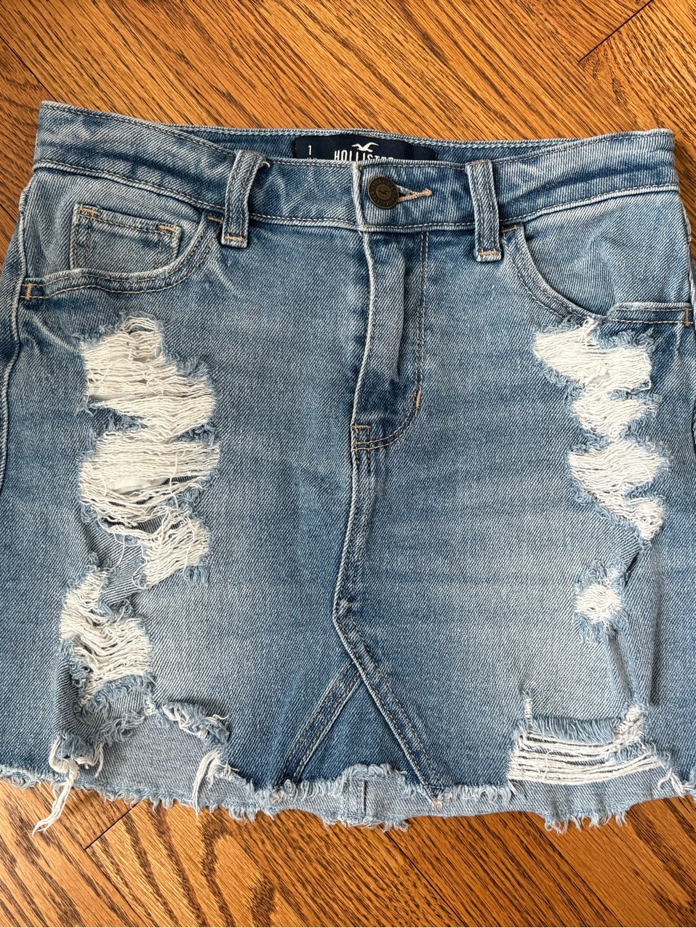 Hollister Denim distressed denim mini Jean Skirt